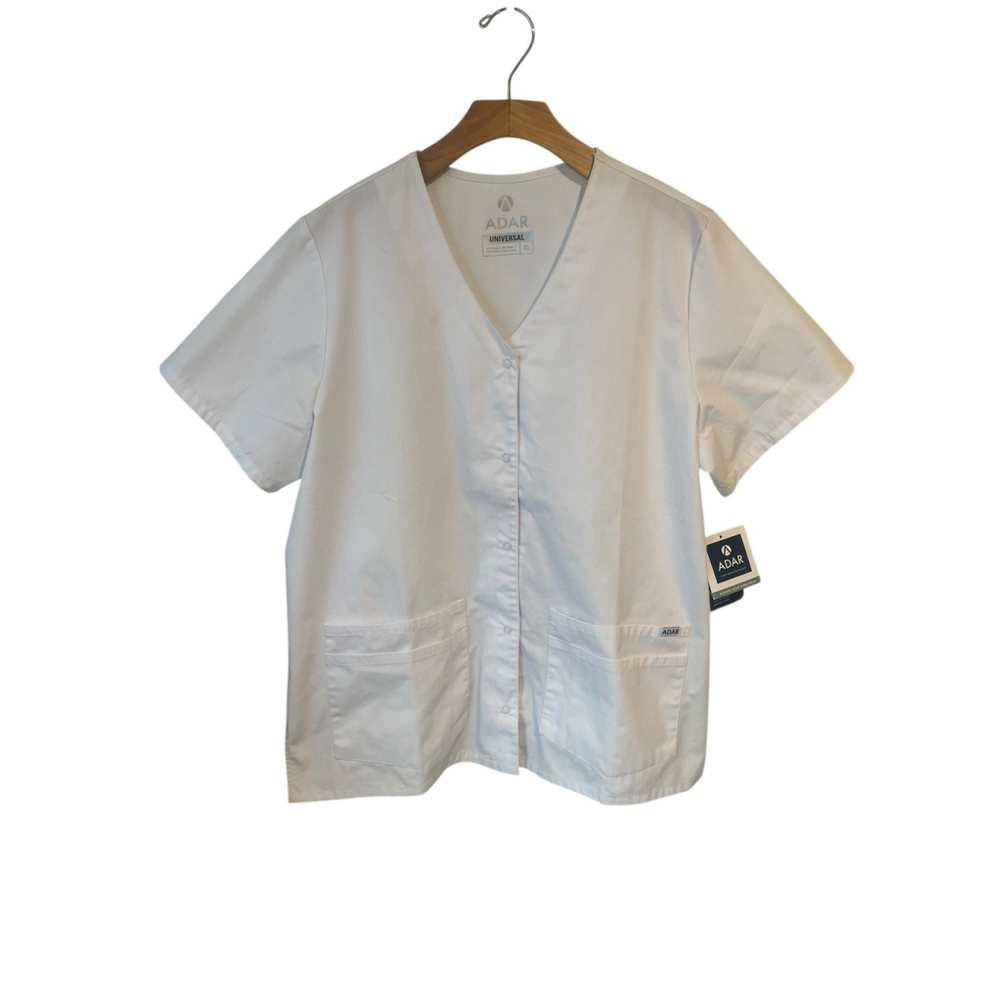 ADAR Universal Smock Scrub Top White Unisex XL NWT